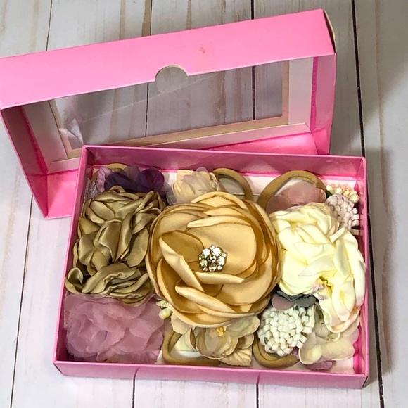 Set of 3 - Elegant Floral Infant Headbands - Picture 2 of 7